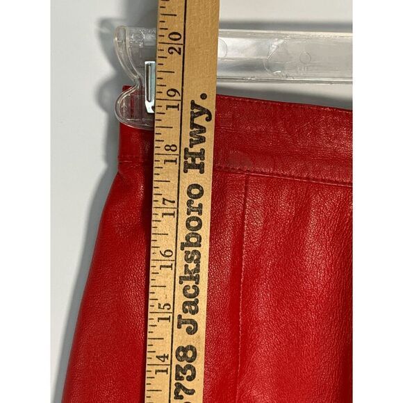 LNR Women's Knee Length Leather A-Line Skirt Red Size 6 - Picture 6 of 11